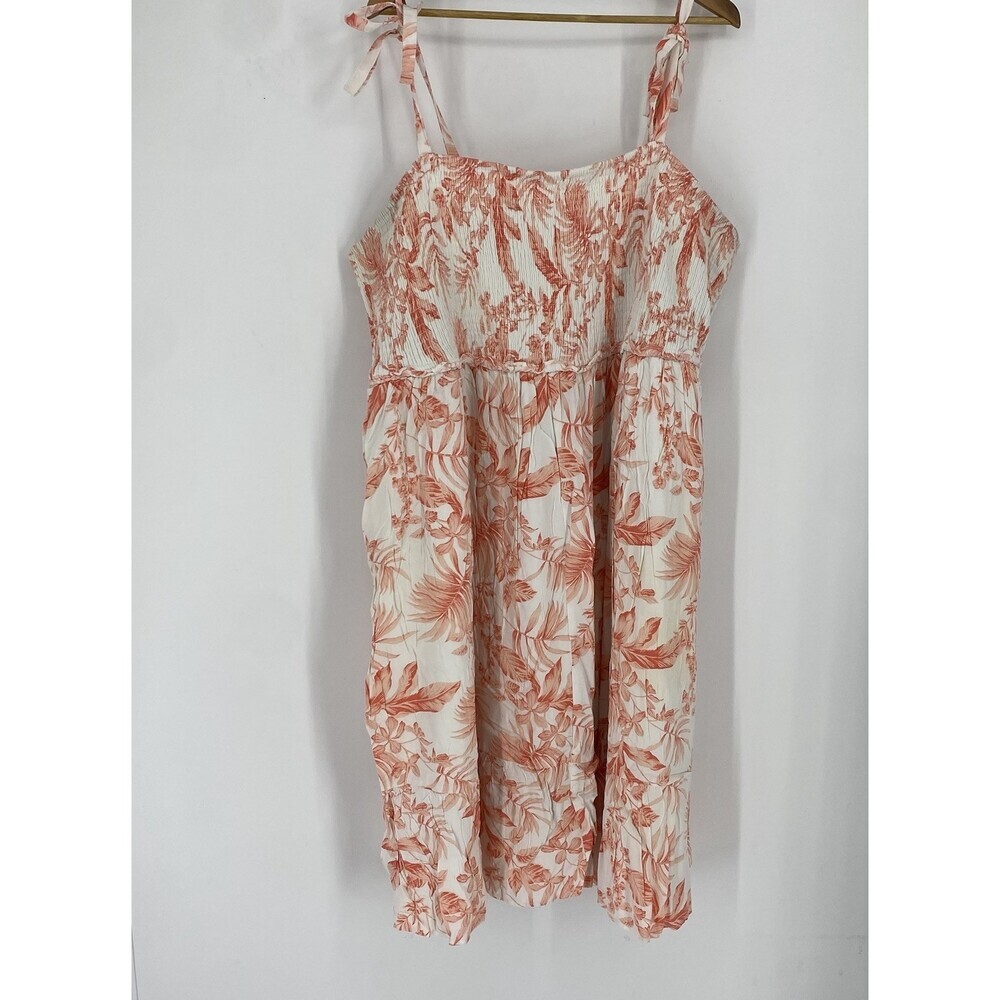 Torrid 5X Floral Tropical Shirred Dress Knee Length Plus Size Boho Summer Short